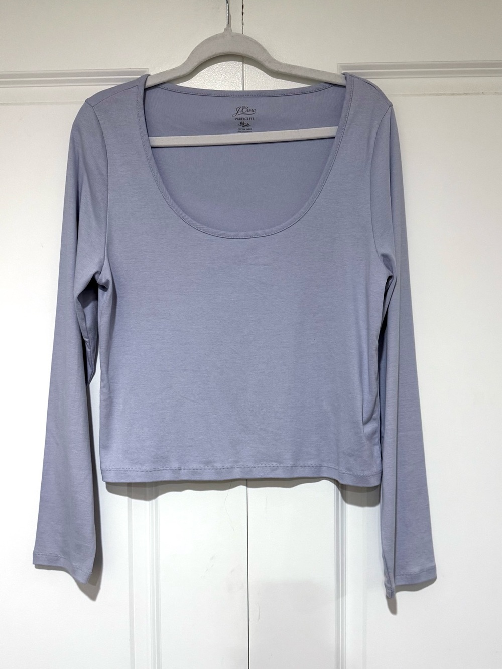 J. Crew NWOT 💯% Cotton Light Lavender Scoop Neck Long-Sleeve Top Runs Small
